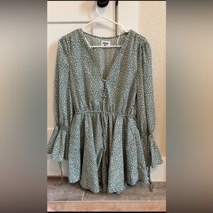 Princess Polly Green and White Patterned Blouse